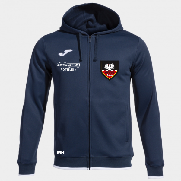 Kapuzenjacke mit Zipper Marineblau mit Logo und Initialen